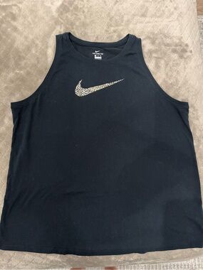 Nike Black Tank Top with Leopard Swoosh